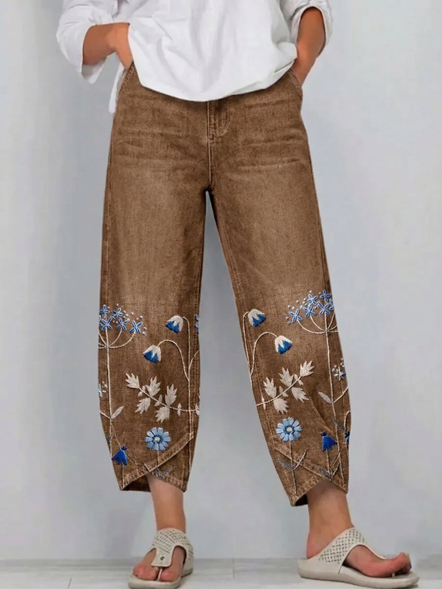 Aven | Pantalons brodés décontractés chic