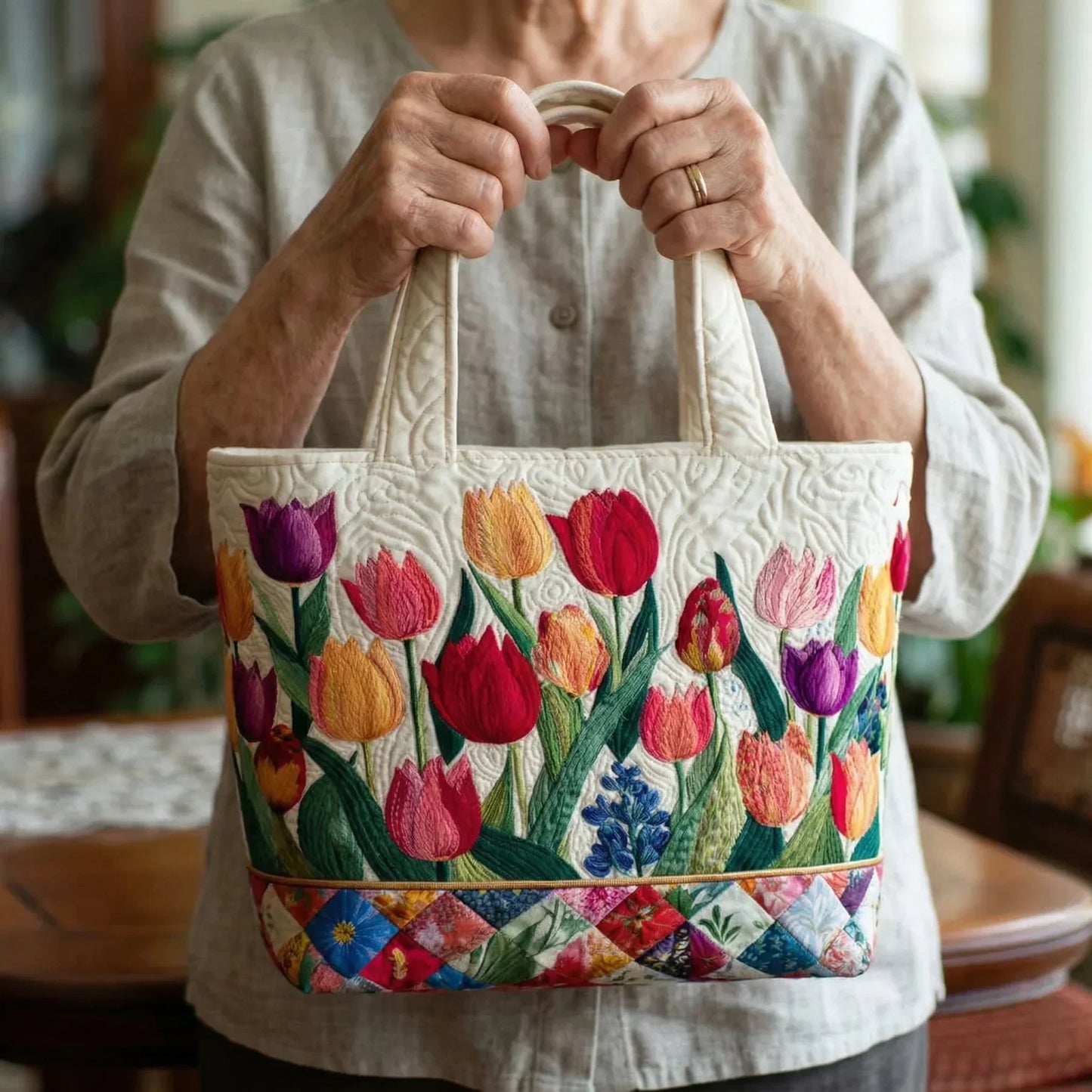 Sac matelassé - Jardin de tulipes