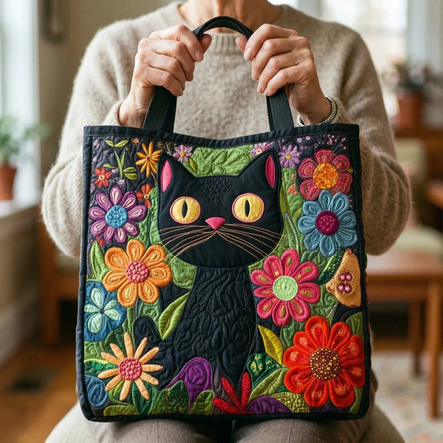 Sac matelassé - Chat noir magique