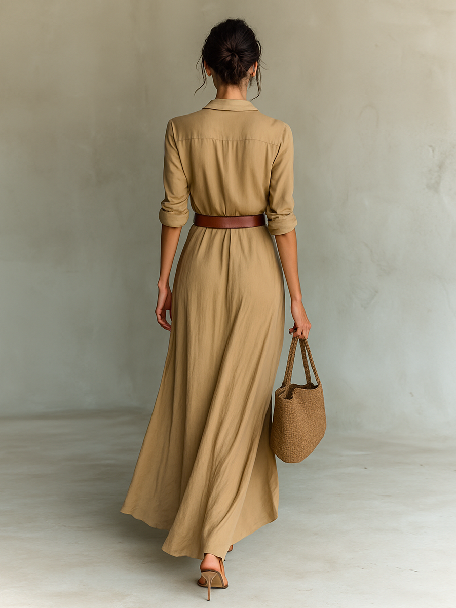Amelia | Robe longue à col tailleur