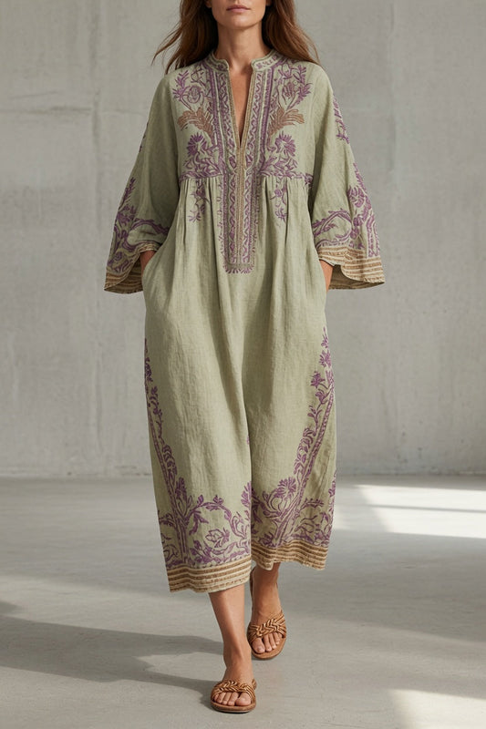 Elena | Robe longue vintage brodée