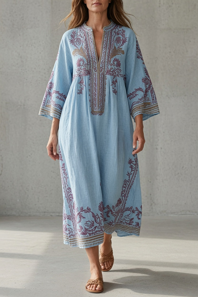 Elena | Robe longue vintage brodée
