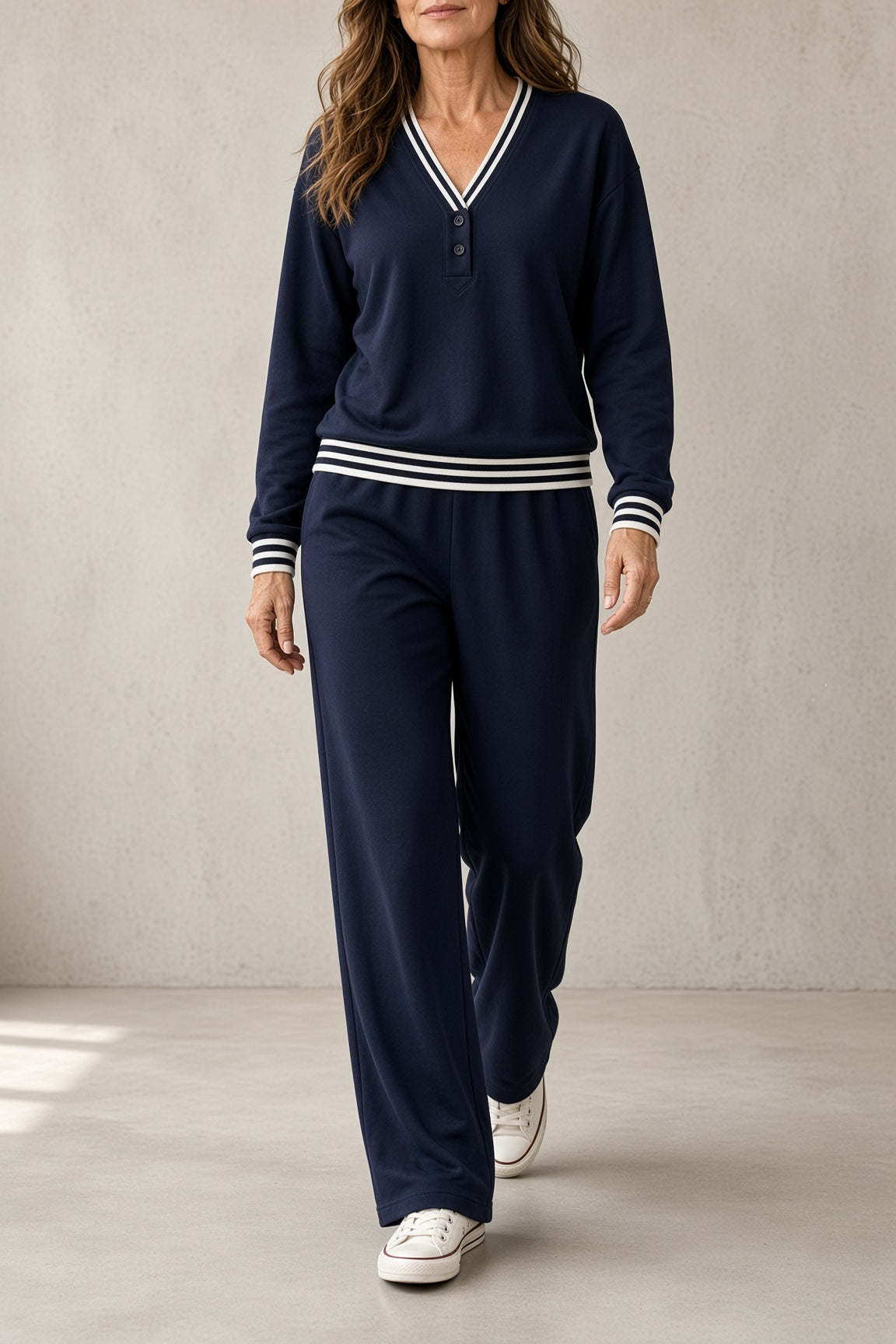 Monica | Ensemble à col V et pantalon large