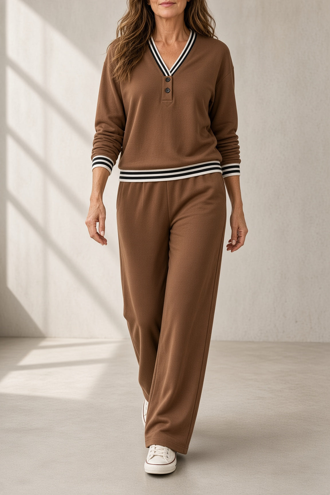 Monica | Ensemble à col V et pantalon large