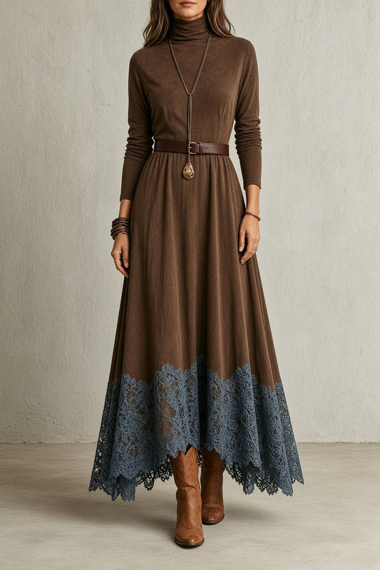 Sarah | Robe longue vintage à col roulé