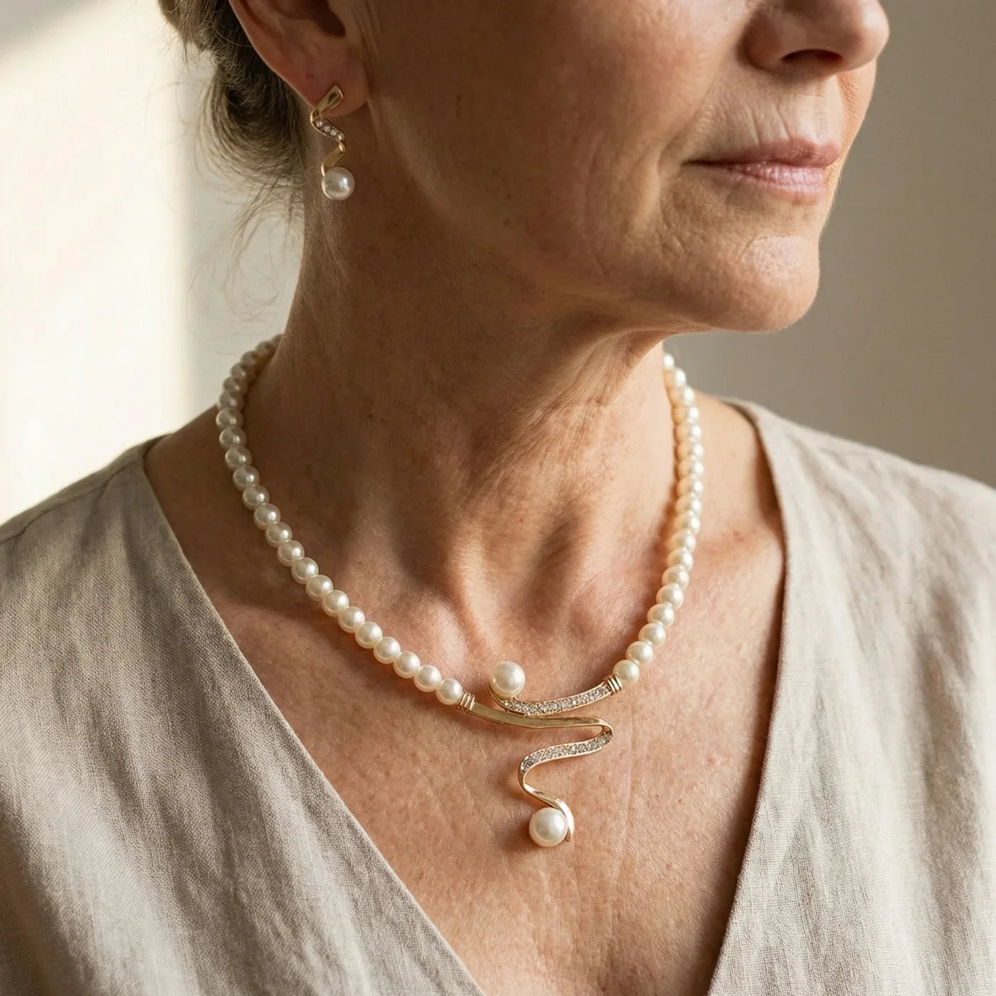 Parure élégante à perles