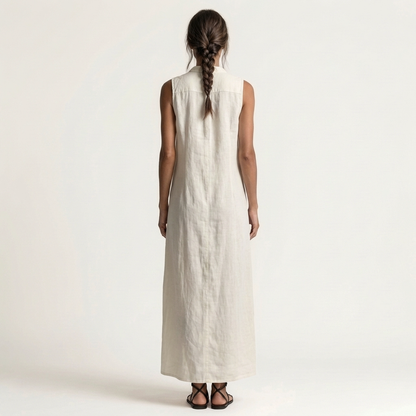 Mirabell | Robe longue sans manches à capuche et boutonnage