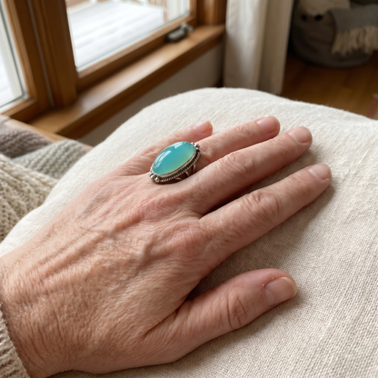 Noemi™ – Bague turquoise à anneau tressé