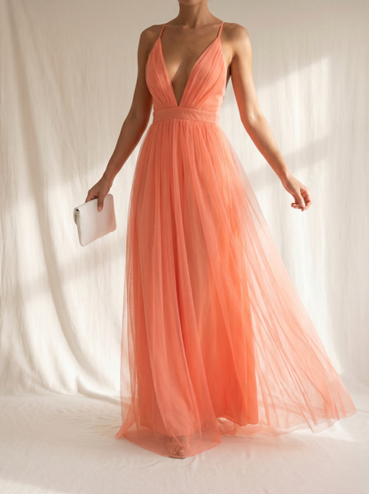 Ginevra | Robe longue corail lumineux