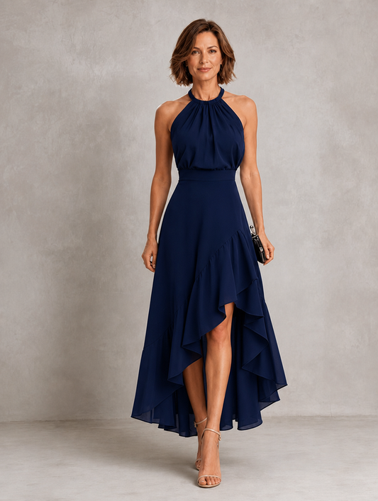 Chloe | Robe longue dos-nu à ourlet volanté
