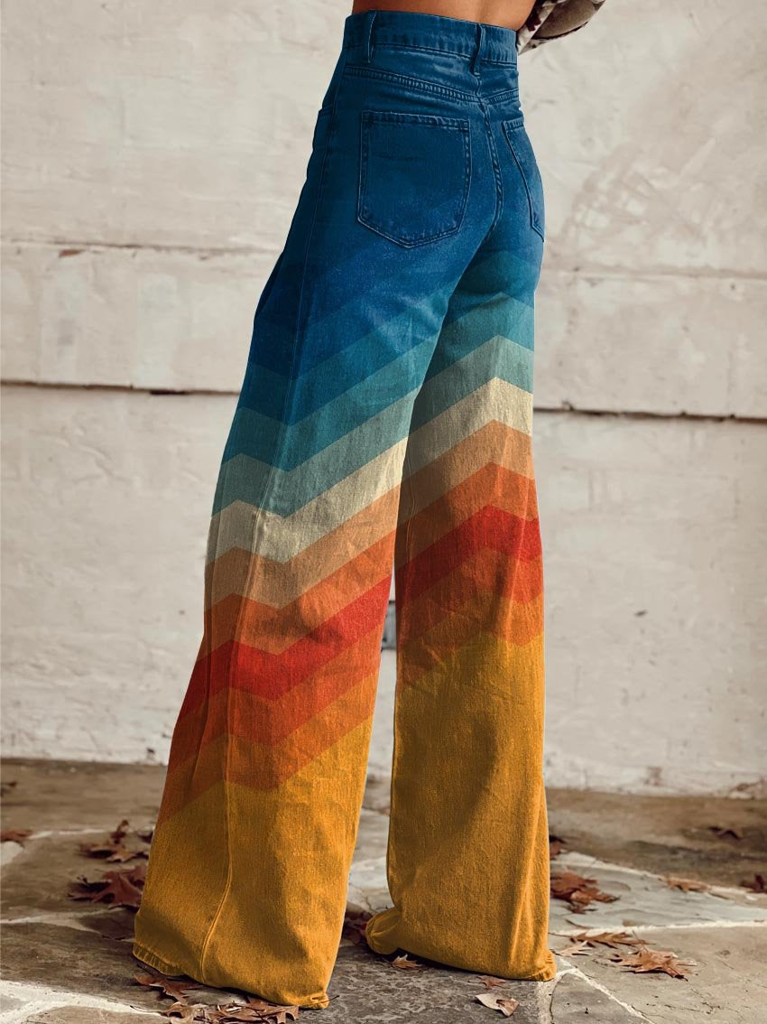 Léa — Pantalon rétro chic à imprimé zigzag
