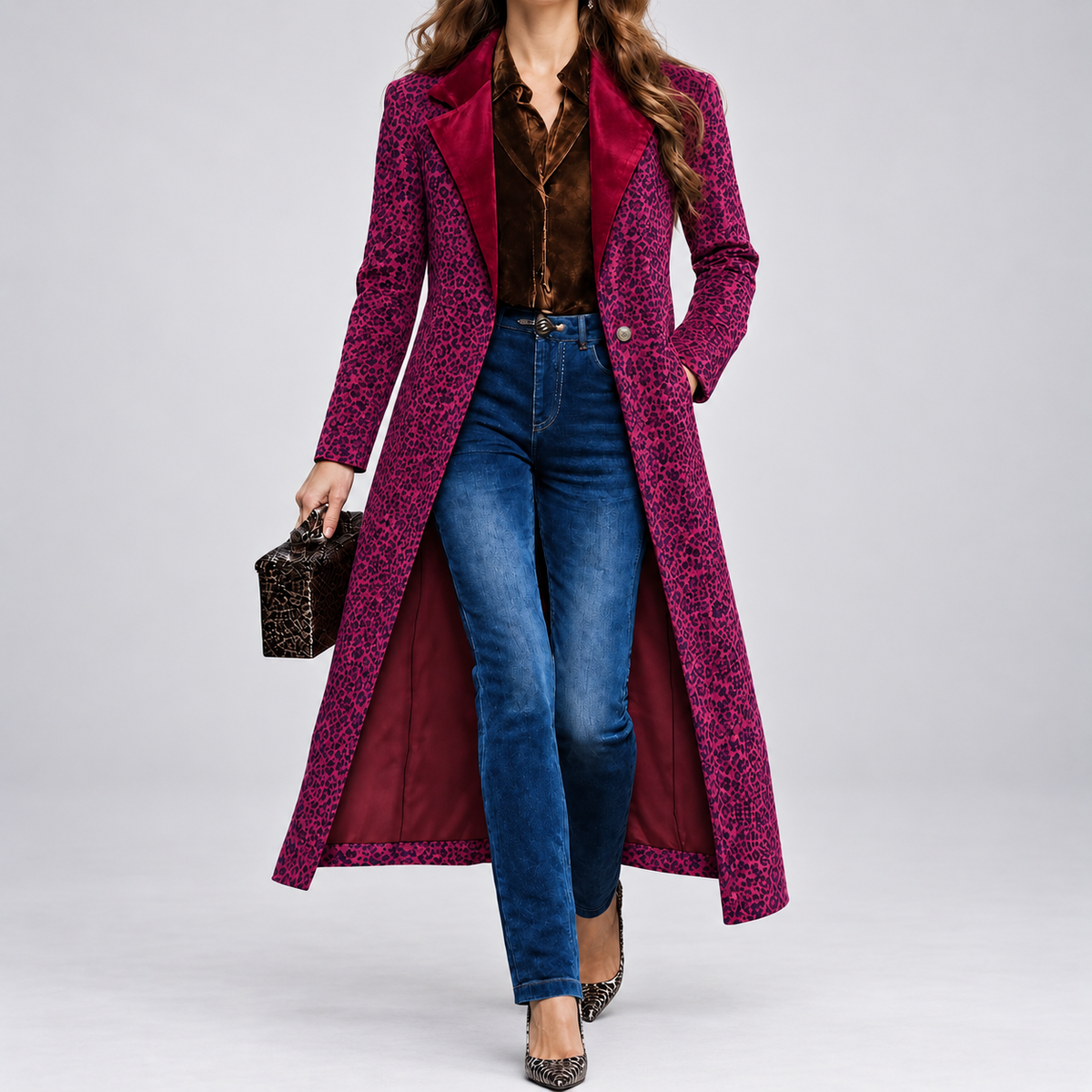 Lavinia | Manteau long texturé - Prune