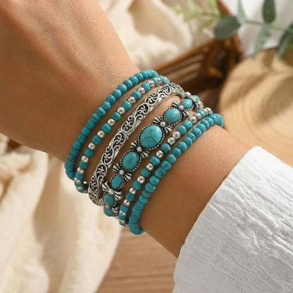 Mirella™ – Ensemble de bracelets bohèmes à perles turquoise