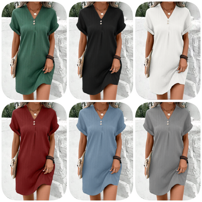Robe monochrome à décolleté en V pour femme