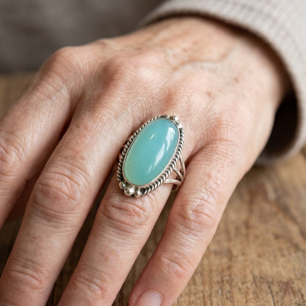 Noemi™ – Bague turquoise à anneau tressé