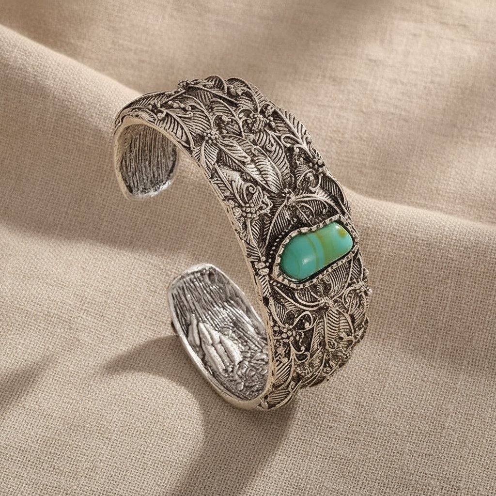 Teodora™ – Bracelet manchette vintage à turquoise