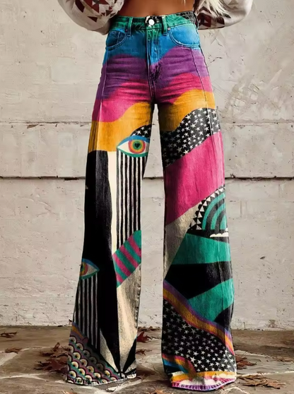 Talia — Pantalon flare bohème chic