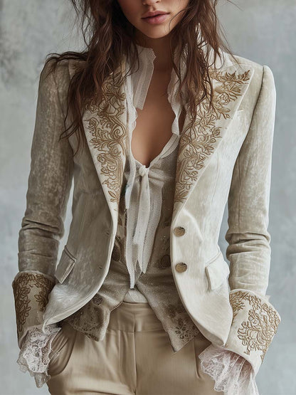 Katharine | Blazer ivoire brodé