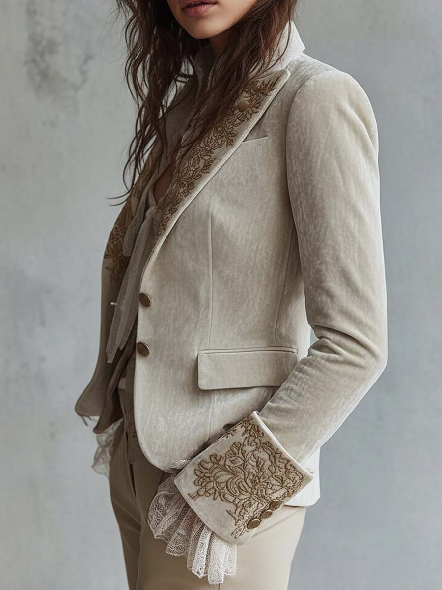Katharine | Blazer ivoire brodé