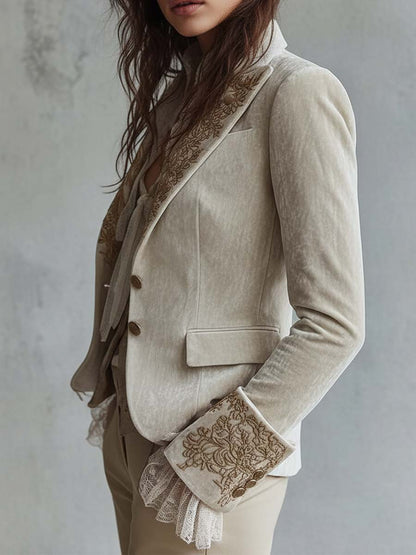Katharine | Blazer ivoire brodé