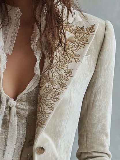 Katharine | Blazer ivoire brodé
