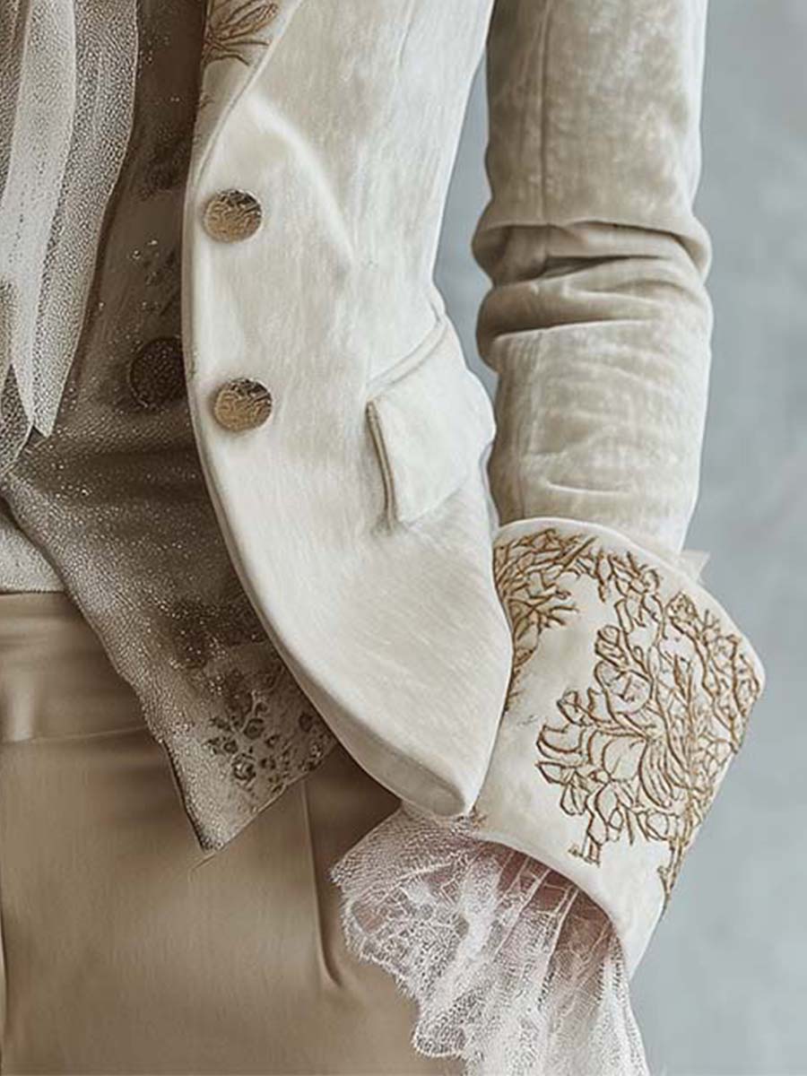 Katharine | Blazer ivoire brodé